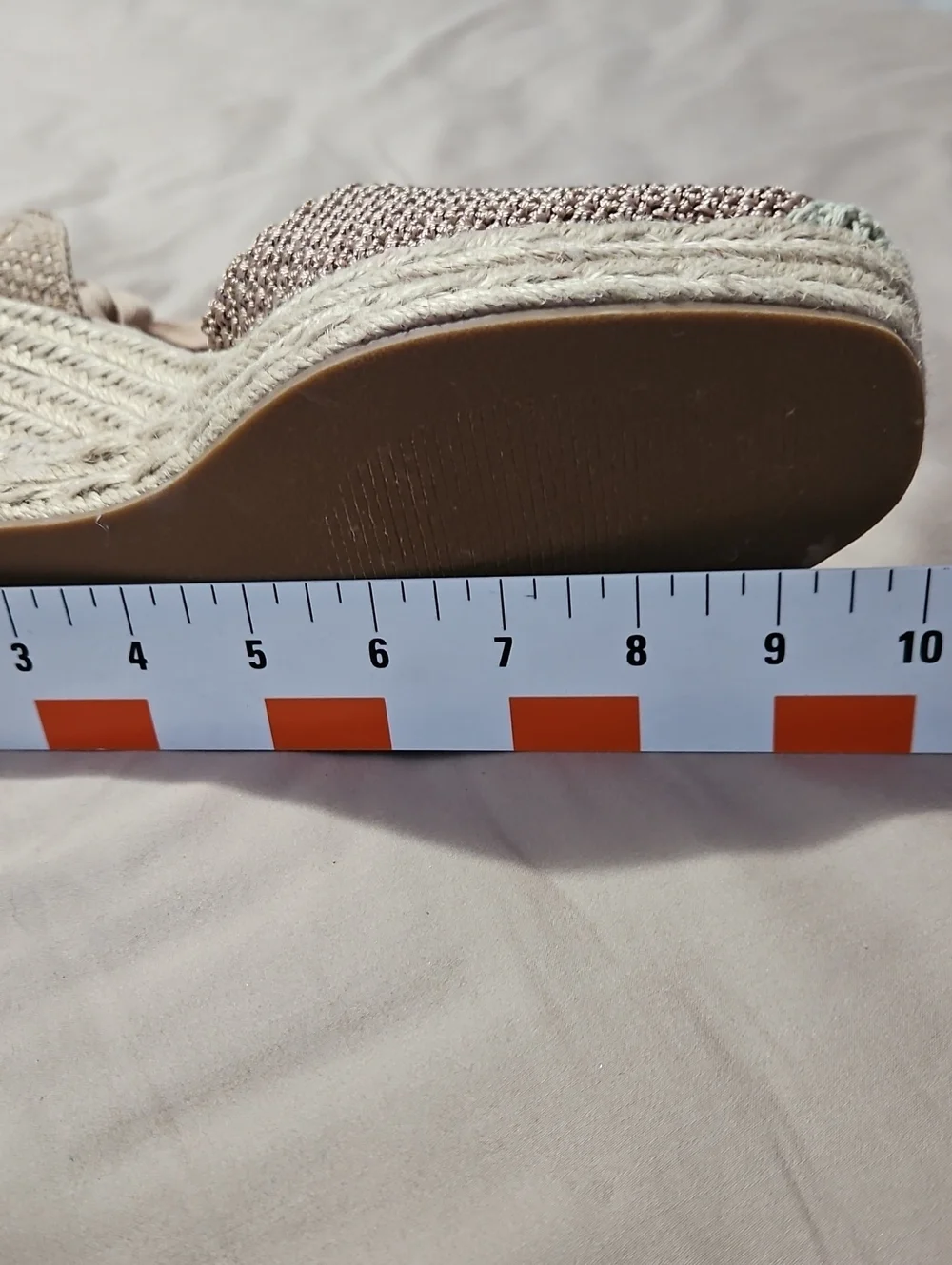 Women's Tan Cream Schuh Velma Espadrille Wedge Sandals with Ankle Wrap Size 7